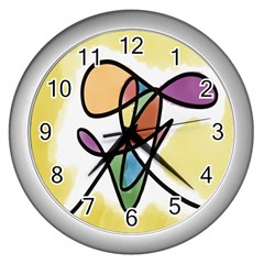 Art Abstract Exhibition Colours Wall Clocks (silver)  by Nexatart