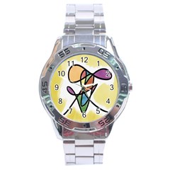 Art Abstract Exhibition Colours Stainless Steel Analogue Watch