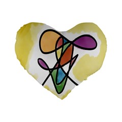 Art Abstract Exhibition Colours Standard 16  Premium Flano Heart Shape Cushions by Nexatart