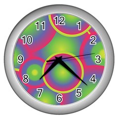 Background Colourful Circles Wall Clocks (silver)  by Nexatart