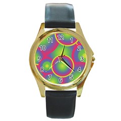 Background Colourful Circles Round Gold Metal Watch by Nexatart