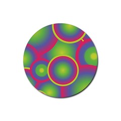 Background Colourful Circles Rubber Coaster (round)  by Nexatart