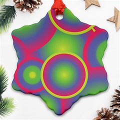 Background Colourful Circles Snowflake Ornament (two Sides)