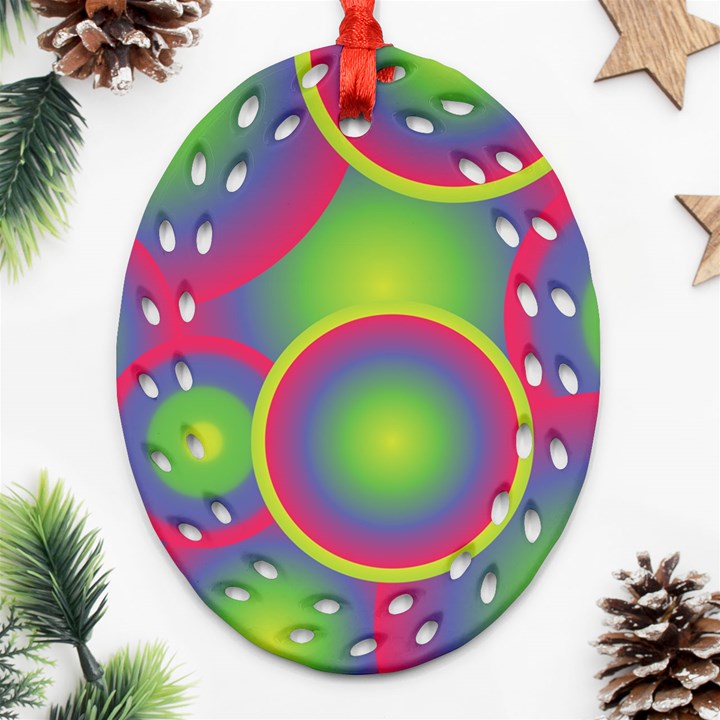 Background Colourful Circles Ornament (Oval Filigree)