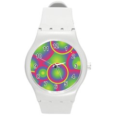 Background Colourful Circles Round Plastic Sport Watch (m) by Nexatart