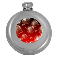 Background Red Blow Balls Deco Round Hip Flask (5 Oz)