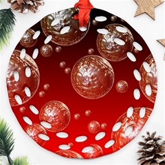 Background Red Blow Balls Deco Round Filigree Ornament (two Sides) by Nexatart