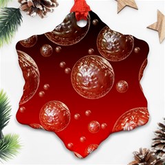 Background Red Blow Balls Deco Snowflake Ornament (two Sides) by Nexatart