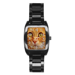 Cat Red Cute Mackerel Tiger Sweet Stainless Steel Barrel Watch by Nexatart