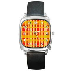 Check Pattern Square Metal Watch by Nexatart