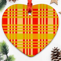 Check Pattern Heart Ornament (two Sides) by Nexatart