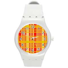 Check Pattern Round Plastic Sport Watch (m)