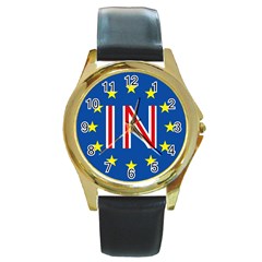 Britain Eu Remain Round Gold Metal Watch by Nexatart