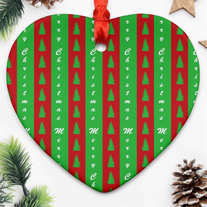 Christmas Tree Background Heart Ornament (Two Sides)