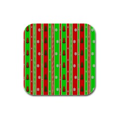 Christmas Paper Pattern Rubber Square Coaster (4 Pack)  by Nexatart