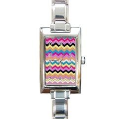 Chevrons Pattern Art Background Rectangle Italian Charm Watch