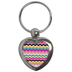 Chevrons Pattern Art Background Key Chains (Heart) 