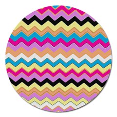 Chevrons Pattern Art Background Magnet 5  (Round)