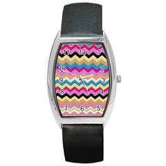 Chevrons Pattern Art Background Barrel Style Metal Watch