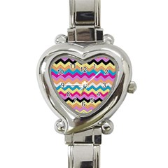 Chevrons Pattern Art Background Heart Italian Charm Watch