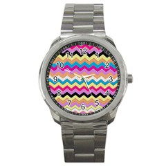 Chevrons Pattern Art Background Sport Metal Watch