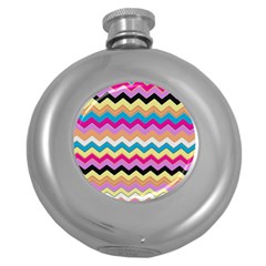 Chevrons Pattern Art Background Round Hip Flask (5 oz)