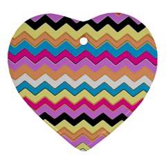 Chevrons Pattern Art Background Heart Ornament (Two Sides)