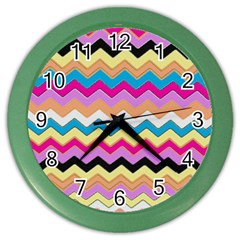 Chevrons Pattern Art Background Color Wall Clocks