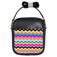 Chevrons Pattern Art Background Girls Sling Bags