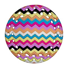 Chevrons Pattern Art Background Ornament (Round Filigree)