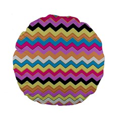 Chevrons Pattern Art Background Standard 15  Premium Flano Round Cushions