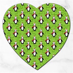 Christmas Penguin Penguins Cute Jigsaw Puzzle (heart) by Nexatart