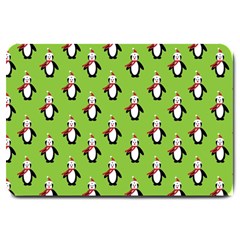 Christmas Penguin Penguins Cute Large Doormat  by Nexatart