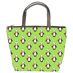 Christmas Penguin Penguins Cute Bucket Bags by Nexatart