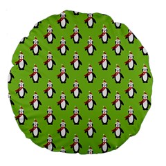 Christmas Penguin Penguins Cute Large 18  Premium Flano Round Cushions by Nexatart