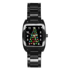 Christmas Time Stainless Steel Barrel Watch