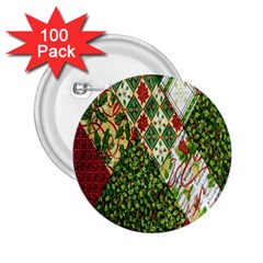 Christmas Quilt Background 2 25  Buttons (100 Pack)  by Nexatart