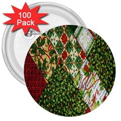 Christmas Quilt Background 3  Buttons (100 Pack)  by Nexatart