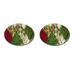 Christmas Quilt Background Cufflinks (oval) by Nexatart