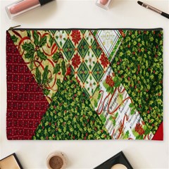 Christmas Quilt Background Cosmetic Bag (xxxl)  by Nexatart