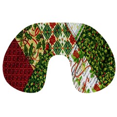 Christmas Quilt Background Travel Neck Pillows by Nexatart