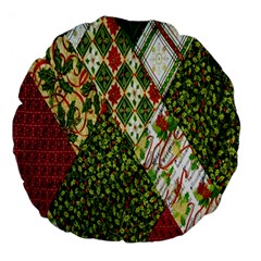 Christmas Quilt Background Large 18  Premium Flano Round Cushions by Nexatart