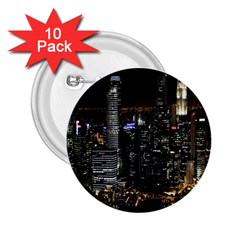 City At Night Lights Skyline 2 25  Buttons (10 Pack)  by Nexatart