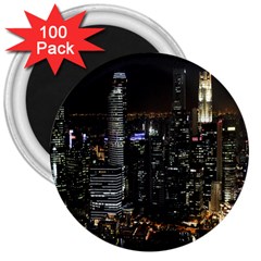 City At Night Lights Skyline 3  Magnets (100 Pack) by Nexatart