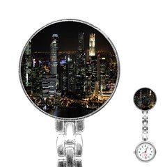 City At Night Lights Skyline Stainless Steel Nurses Watch by Nexatart