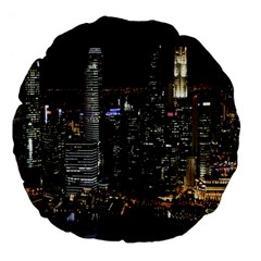 City At Night Lights Skyline Large 18  Premium Flano Round Cushions by Nexatart