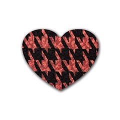 Dogstooth Pattern Closeup Heart Coaster (4 Pack)  by Nexatart