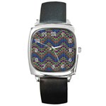 Decorative Ornamental Abstract Square Metal Watch Front