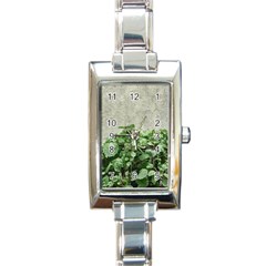 Plants Against Concrete Wall Background Rectangle Italian Charm Watch