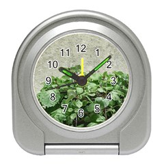 Plants Against Concrete Wall Background Travel Alarm Clocks